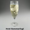 Håndmalet champagneglas med dekoration Hvid Sommerfugl