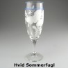 Håndmalet champagneglas med dekoration Hvid Sommerfugl