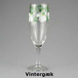 Håndmalet champagneglas med Vintergæk