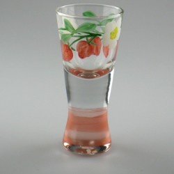 Håndmalet shotglas / dramglas med Jordbær