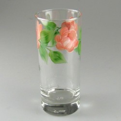 Ølglas / longdrinkglas med håndmalede roser