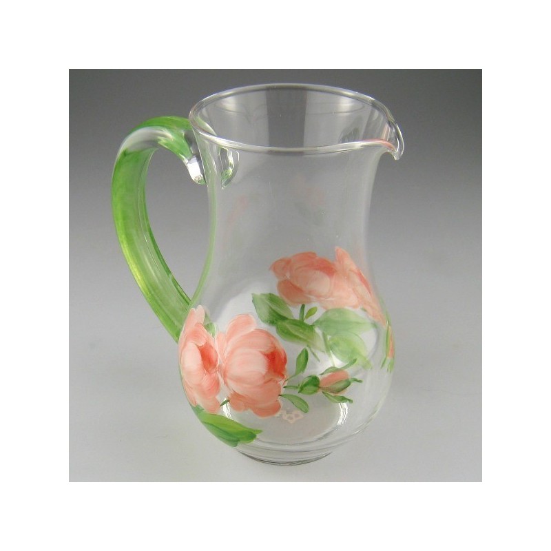 Håndmalet lille glaskande med Rosen-motiv