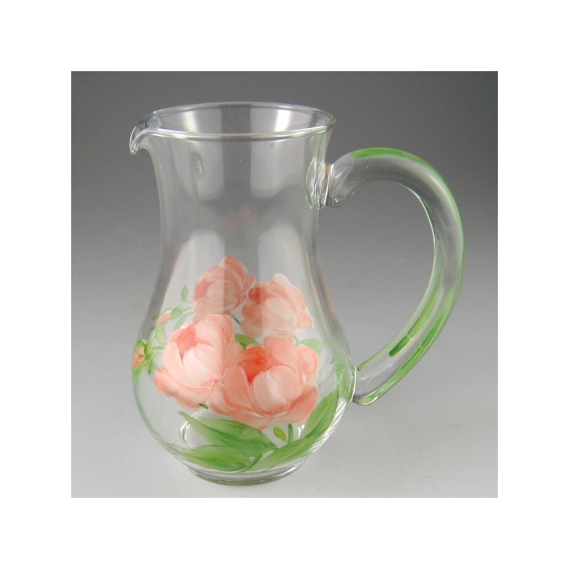 Håndmalet lille glaskande med Rosen-motiv