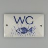 WC-skilt - Håndmalet skilt 8 x 4,8 cm med fisk som dekoration