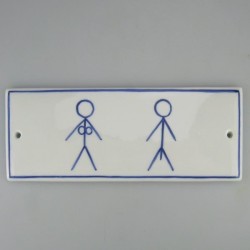 Firkantet porcelæns skilt med piktogram for toilet / WC