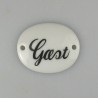 "Gæst" - lille porcelænsskilt 5 x 4 cm