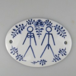Toiletskilt "Adam og Eva" - Håndmalet porcelænsskilt med dekoration Nostalgi