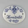 Herretoilet - Håndmalet skilt 9 x 7,5 cm med dekoration i Nostalgi-mønster