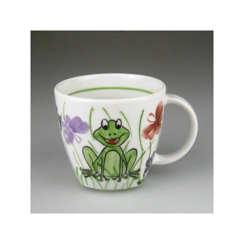 Håndmalet børnekrus med motiv Glad Frø (model B)
