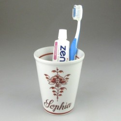Stort tandkrus med navn og håndmalet dekoration Nostalgi (Model H)