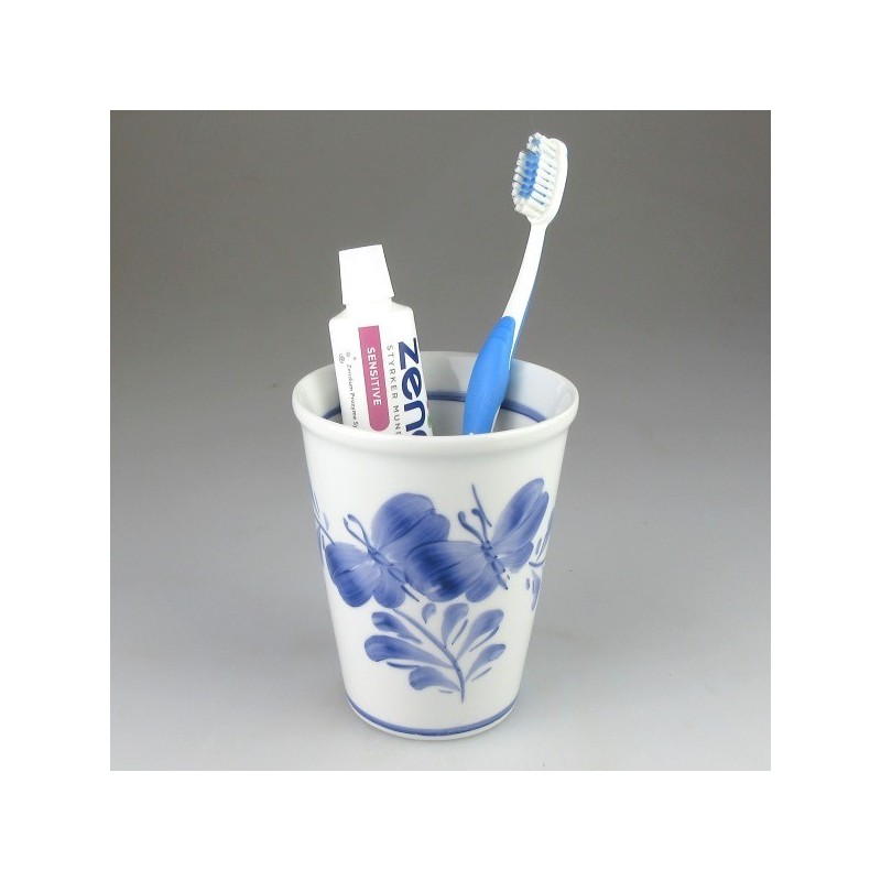 Stort dekoreret tandkrus i porcelæn med Sommerfuglemotiv (Model H)
