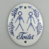 Toiletskilt "Adam og Eva" på højkant - Håndmalet porcelænsskilt 12 x 9 cm med dekoration Nostalgi