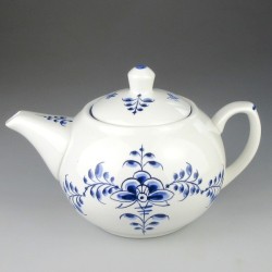 Blå Nostalgi dekoration på håndmalet tepotte i porcelæn