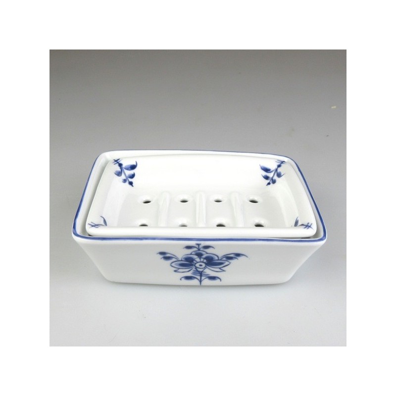 Sæbeskål i porcelæn med rist og håndmalet Nostalgi-motiv
