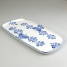 23 x 11,5 cm - Lille sushi fad / tallerken i håndmalet porcelæn med blåt Sommerfugle-motiv