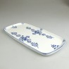 23 x 11,5 cm - Lille sushi fad / tallerken i håndmalet porcelæn med blåt Nostalgi-mønster