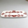 23 x 11,5 cm - Lille sushi fad / tallerken i håndmalet porcelæn med bordeaux Sommerfugle-motiv