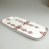 23 x 11,5 cm - Lille sushi fad / tallerken i håndmalet porcelæn med bordeaux Nostalgi-mønster