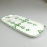 23 x 11,5 cm - Lille sushi fad / tallerken i håndmalet porcelæn med grønt Nostalgi-mønster