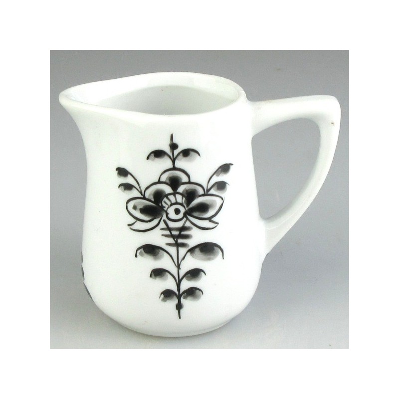 Lille håndmalet porcelænskande (0,1 l) med sort dekoration i Nostalgi-motiv
