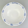 Morgenmadsskål / ymerskål med navn og bladdekoration i håndmalet porcelæn