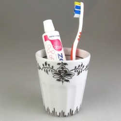Tandkrus i porcelæn med håndmalet dekoration Nostalgi (Model F)