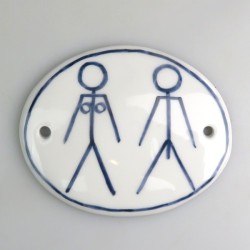 WC skilt - 9 x 7,5 cm - med kvinde og mand som piktogram