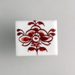 Nostalgi - Bordeaux blomst F håndmalet dekoration på firkantet porcelænsknop / porcelænsgreb