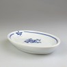 Oval asiet i håndmalet porcelæn med dekoration Blå Nostalgi