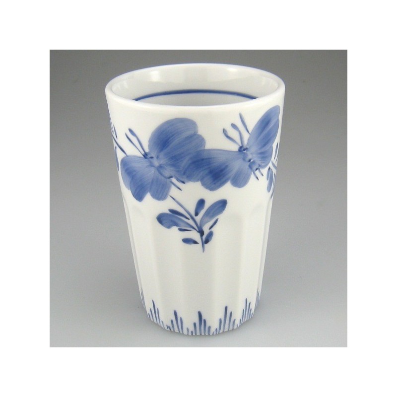 Tandbørsteholder i porcelæn med håndmalet dekoration Sommerfugl og Græs