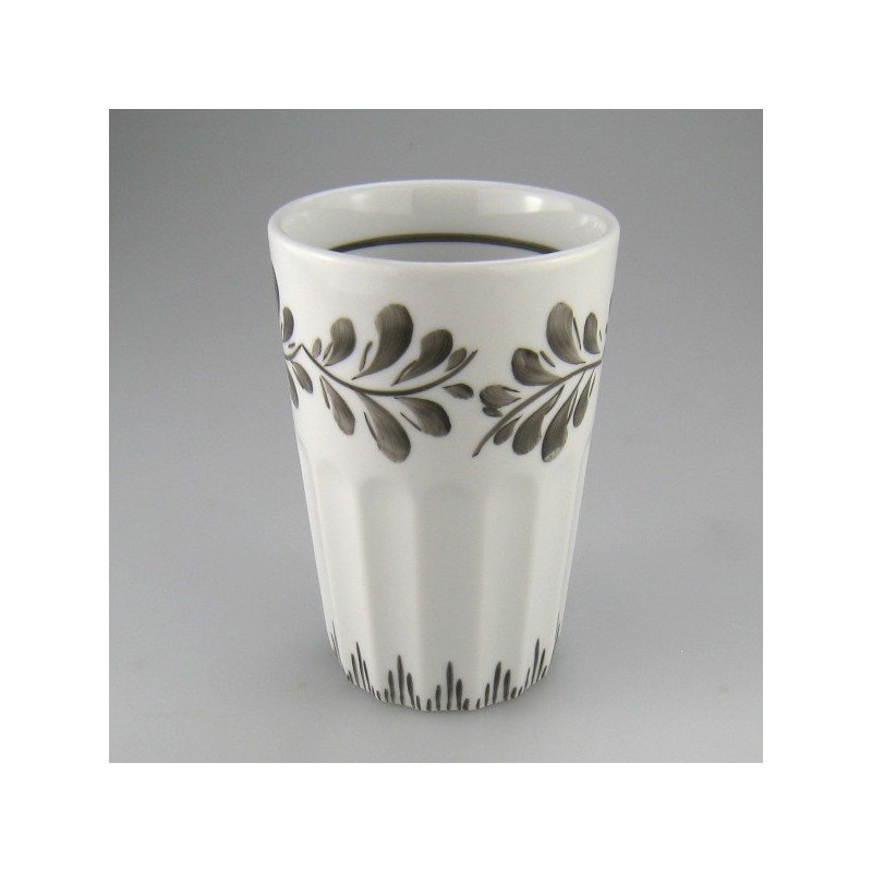 Tandbørsteholder i porcelæn med håndmalet dekoration Sommerfugl og Græs