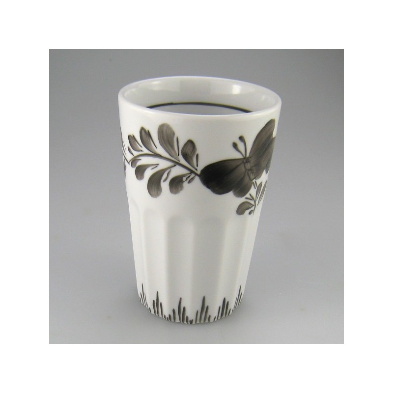 Tandbørsteholder i porcelæn med håndmalet dekoration Sommerfugl og Græs