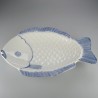 31 cm - Stor fisketallerken / lille serveringsfad i hånddekoreret porcelæn