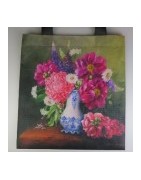 Bærepose med blomstermaleri